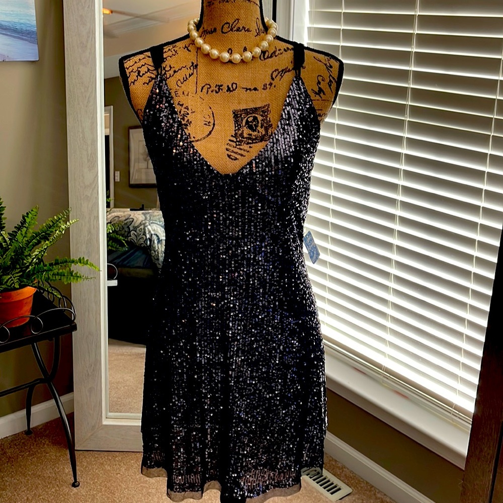 🔥NWT🔥- free people intimately black night combo sparkly dress size medium